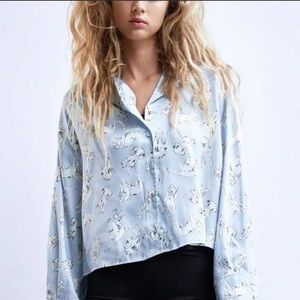 Zara Dog Print Blouse NWT